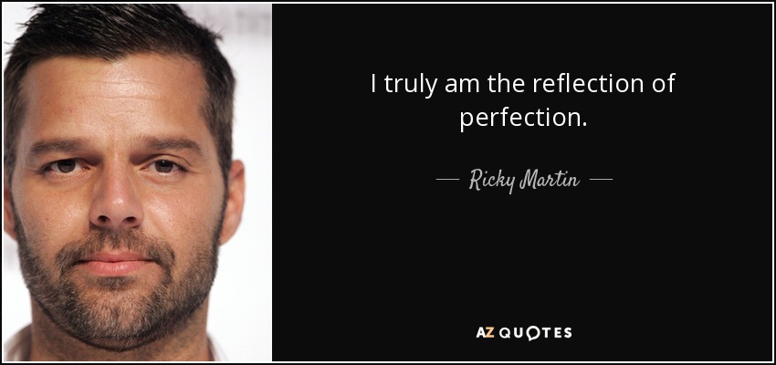 I truly am the reflection of perfection. - Ricky Martin