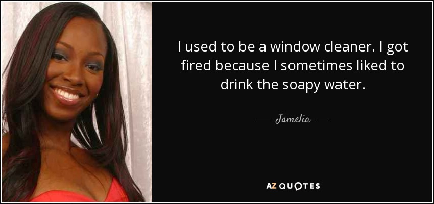 I used to be a window cleaner. I got fired because I sometimes liked to drink the soapy water. - Jamelia