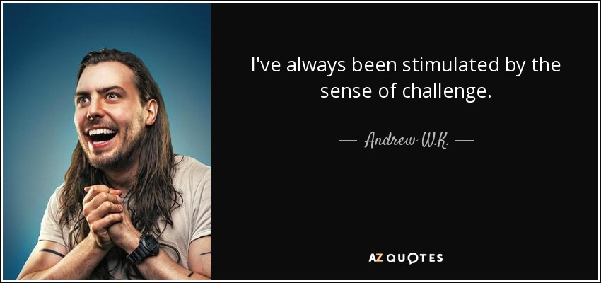 I've always been stimulated by the sense of challenge. - Andrew W.K.