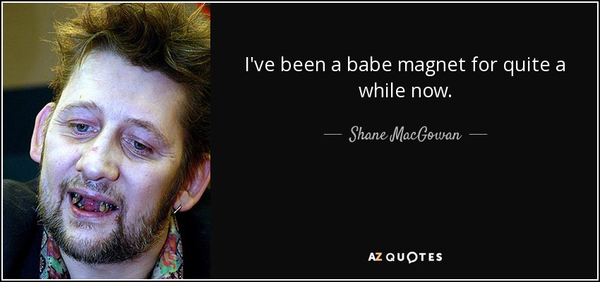 I've been a babe magnet for quite a while now. - Shane MacGowan