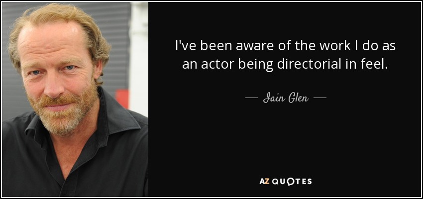I've been aware of the work I do as an actor being directorial in feel. - Iain Glen