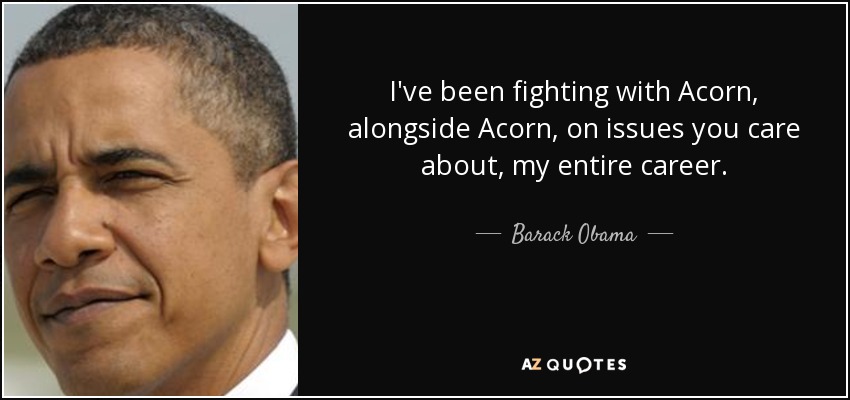 I've been fighting with Acorn, alongside Acorn, on issues you care about, my entire career. - Barack Obama