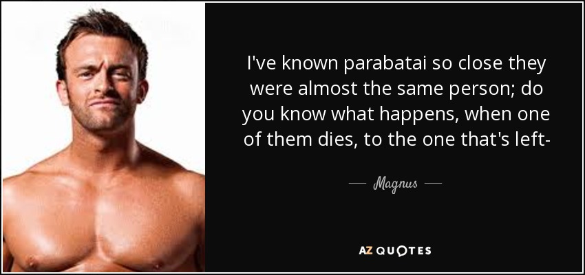 I've known parabatai so close they were almost the same person; do you know what happens, when one of them dies, to the one that's left- - Magnus