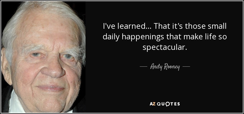 I've learned... That it's those small daily happenings that make life so spectacular. - Andy Rooney
