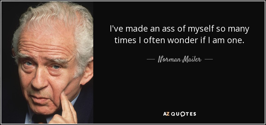 I've made an ass of myself so many times I often wonder if I am one. - Norman Mailer