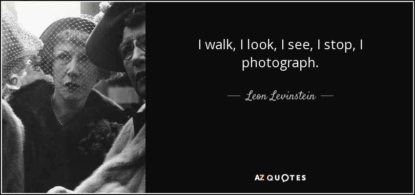 I walk, I look, I see, I stop, I photograph. - Leon Levinstein