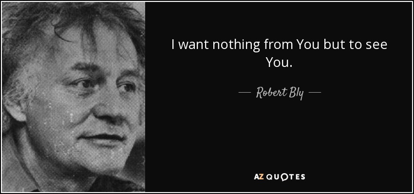 I want nothing from You but to see You. - Robert Bly