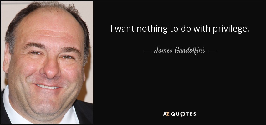 I want nothing to do with privilege. - James Gandolfini