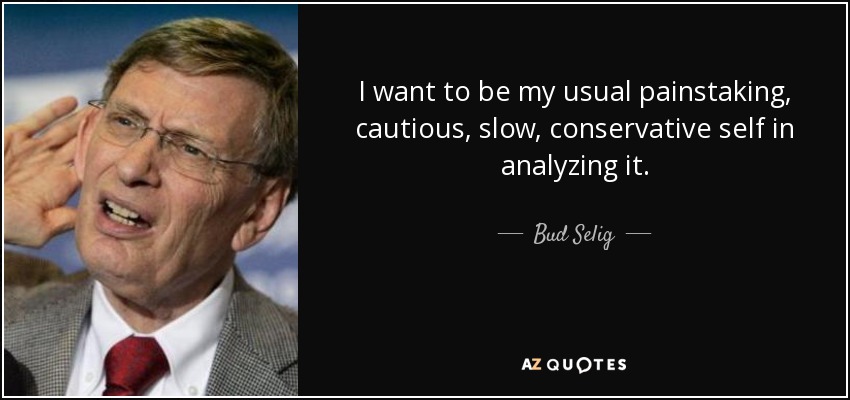 I want to be my usual painstaking, cautious, slow, conservative self in analyzing it. - Bud Selig