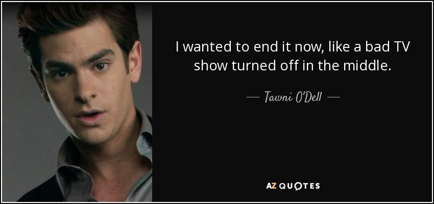 I wanted to end it now, like a bad TV show turned off in the middle. - Tawni O'Dell