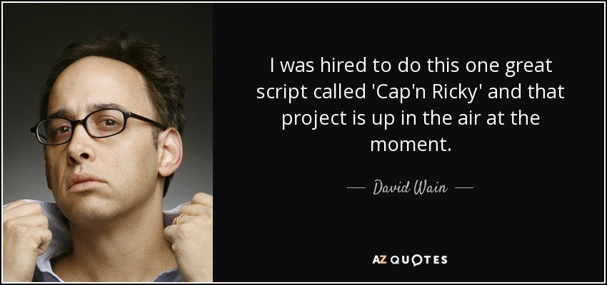 I was hired to do this one great script called 'Cap'n Ricky' and that project is up in the air at the moment. - David Wain