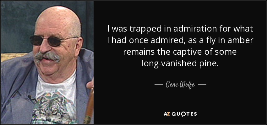 I was trapped in admiration for what I had once admired, as a fly in amber remains the captive of some long-vanished pine. - Gene Wolfe