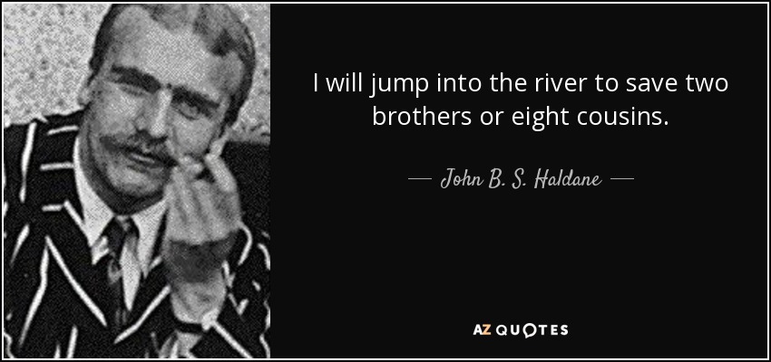 I will jump into the river to save two brothers or eight cousins. - John B. S. Haldane