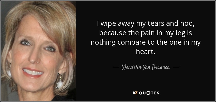 I wipe away my tears and nod, because the pain in my leg is nothing compare to the one in my heart. - Wendelin Van Draanen