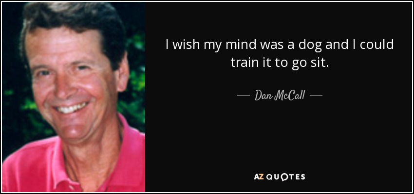 I wish my mind was a dog and I could train it to go sit. - Dan McCall