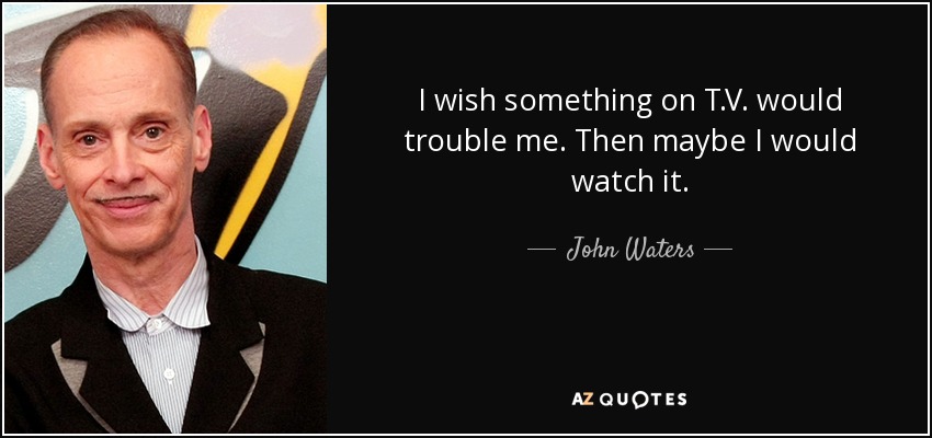 I wish something on T.V. would trouble me. Then maybe I would watch it. - John Waters