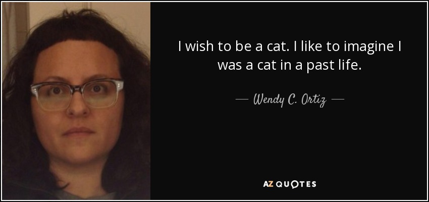 I wish to be a cat. I like to imagine I was a cat in a past life. - Wendy C. Ortiz