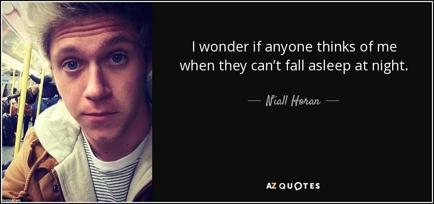 I wonder if anyone thinks of me when they can’t fall asleep at night. - Niall Horan