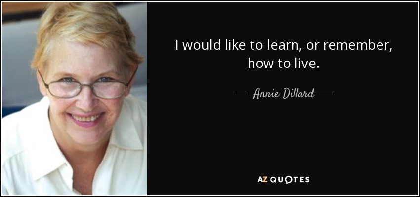 I would like to learn, or remember, how to live. - Annie Dillard