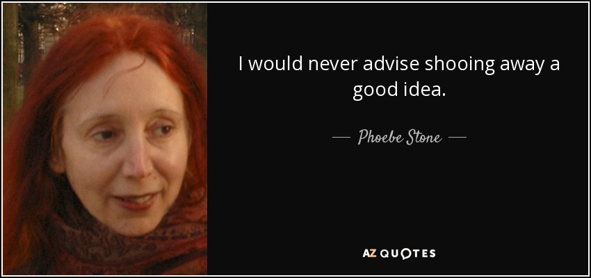 I would never advise shooing away a good idea. - Phoebe Stone