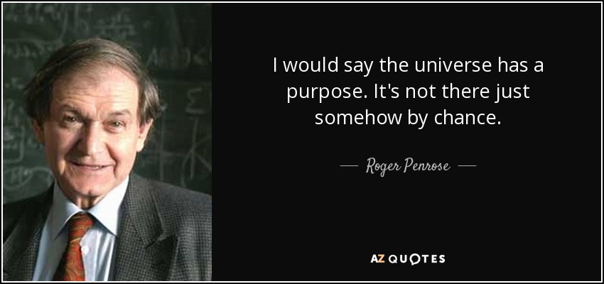 I would say the universe has a purpose. It's not there just somehow by chance. - Roger Penrose