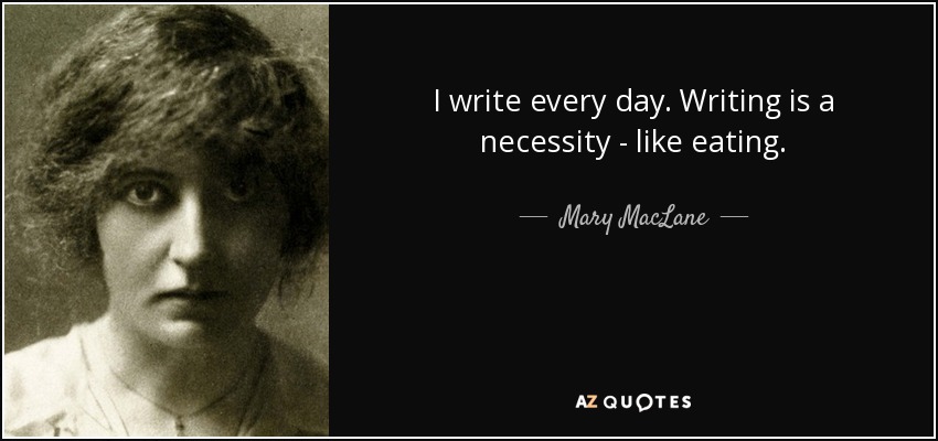 I write every day. Writing is a necessity - like eating. - Mary MacLane