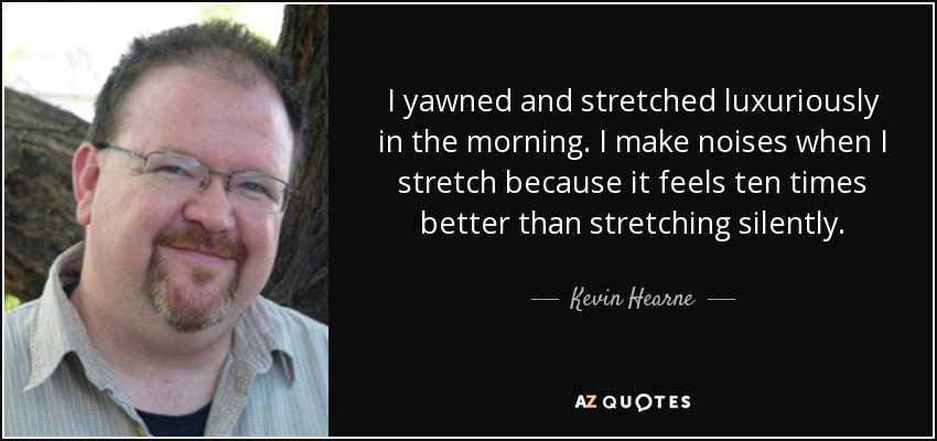 I yawned and stretched luxuriously in the morning. I make noises when I stretch because it feels ten times better than stretching silently. - Kevin Hearne