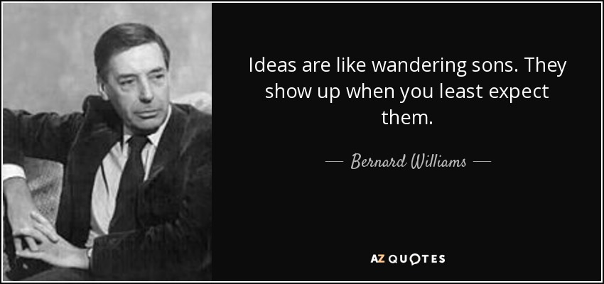 Ideas are like wandering sons. They show up when you least expect them. - Bernard Williams