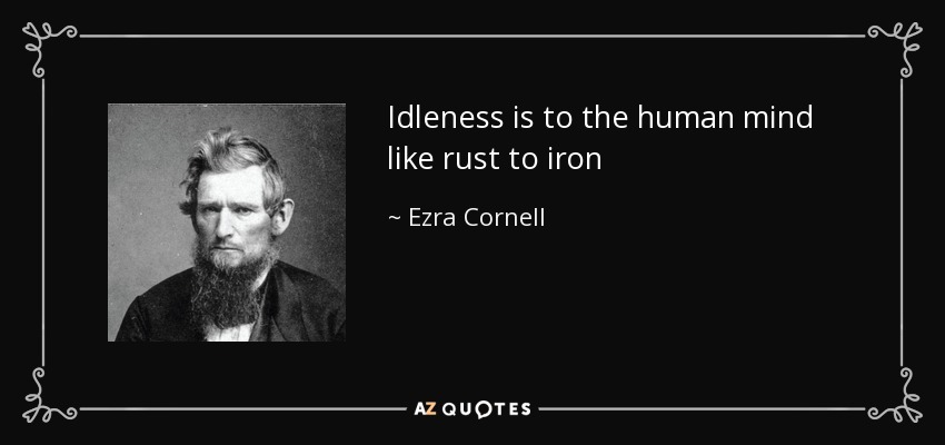 Idleness is to the human mind like rust to iron - Ezra Cornell