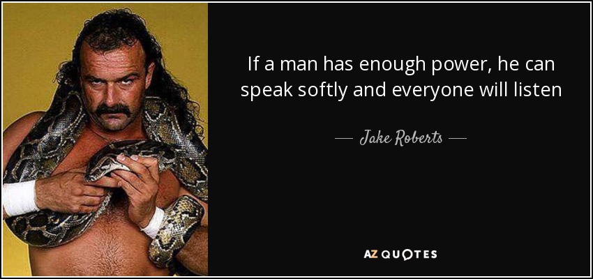 If a man has enough power, he can speak softly and everyone will listen - Jake Roberts