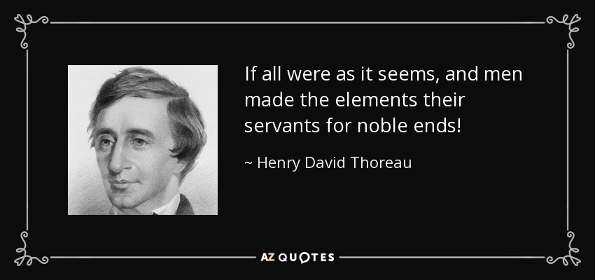 If all were as it seems, and men made the elements their servants for noble ends! - Henry David Thoreau