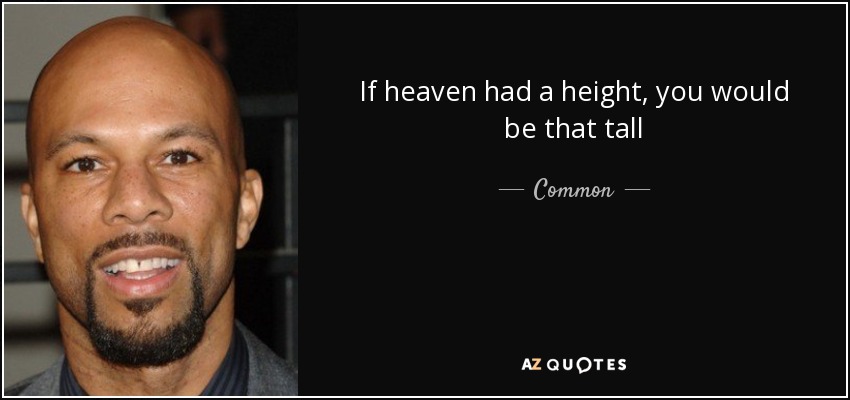 If heaven had a height, you would be that tall - Common