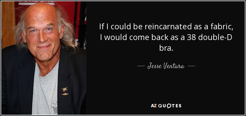 If I could be reincarnated as a fabric, I would come back as a 38 double-D bra. - Jesse Ventura