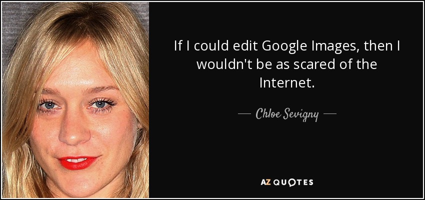 If I could edit Google Images, then I wouldn't be as scared of the Internet. - Chloe Sevigny