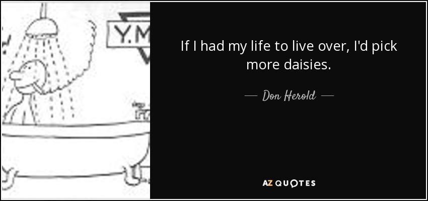 If I had my life to live over, I'd pick more daisies. - Don Herold