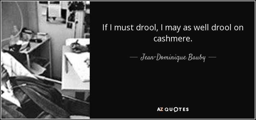 If I must drool, I may as well drool on cashmere. - Jean-Dominique Bauby