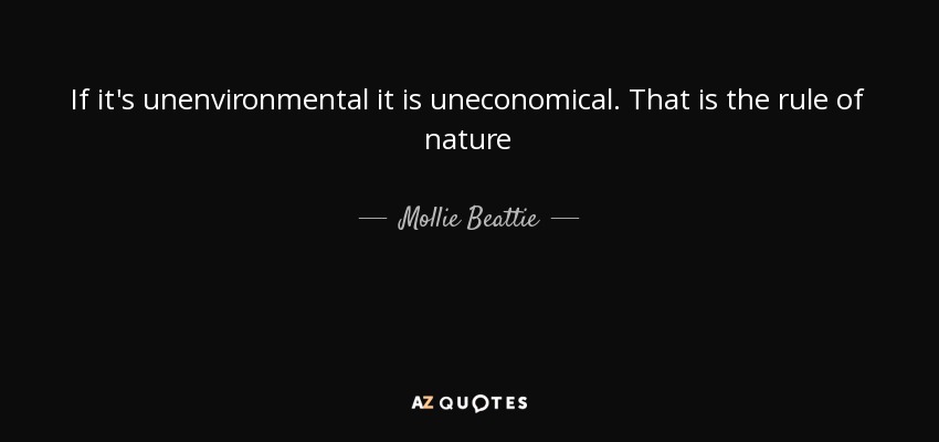 If it's unenvironmental it is uneconomical. That is the rule of nature - Mollie Beattie