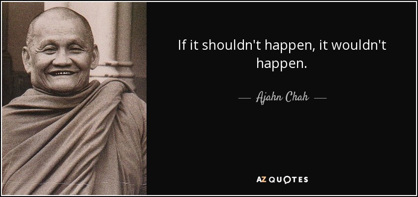 If it shouldn't happen, it wouldn't happen. - Ajahn Chah