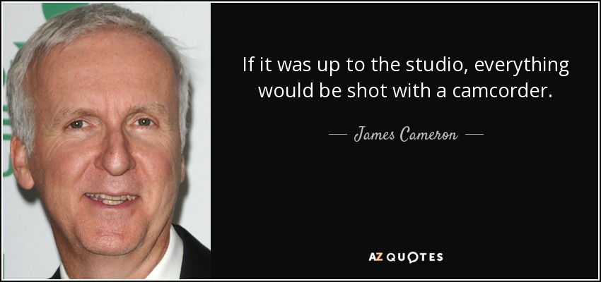 If it was up to the studio, everything would be shot with a camcorder. - James Cameron