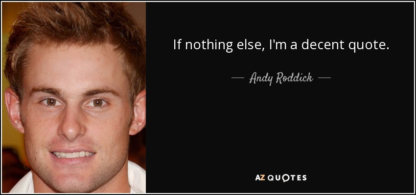 If nothing else, I'm a decent quote. - Andy Roddick