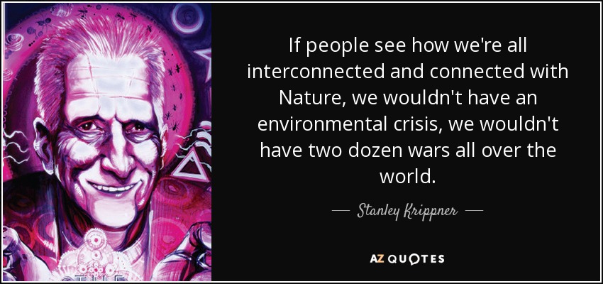 If people see how we're all interconnected and connected with Nature, we wouldn't have an environmental crisis, we wouldn't have two dozen wars all over the world. - Stanley Krippner