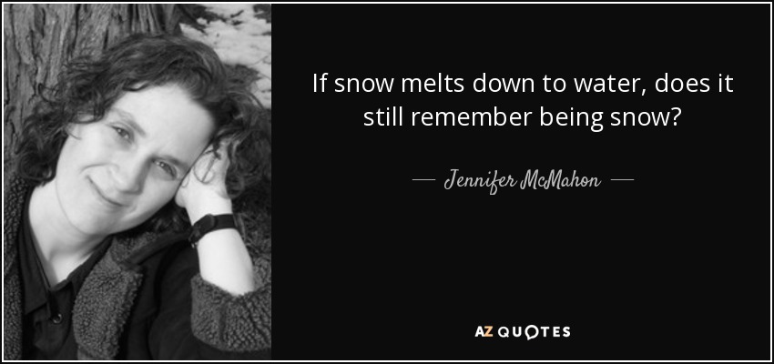If snow melts down to water, does it still remember being snow? - Jennifer McMahon