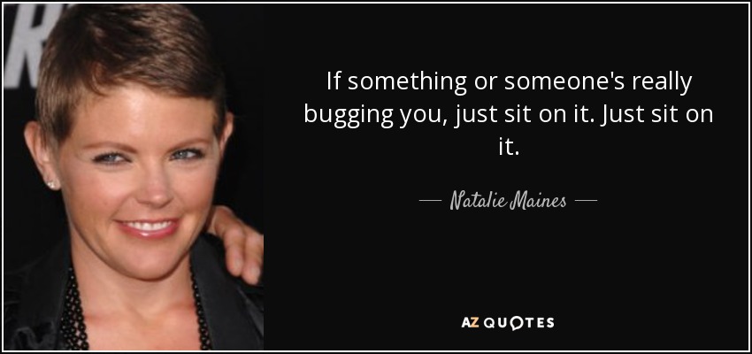 If something or someone's really bugging you, just sit on it. Just sit on it. - Natalie Maines