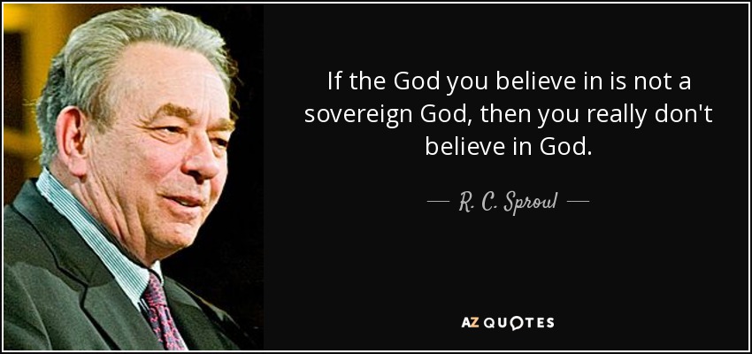 If the God you believe in is not a sovereign God, then you really don't believe in God. - R. C. Sproul
