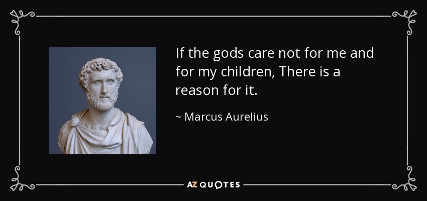 If the gods care not for me and for my children, There is a reason for it. - Marcus Aurelius