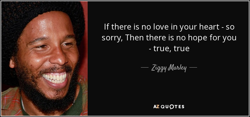If there is no love in your heart - so sorry, Then there is no hope for you - true, true - Ziggy Marley