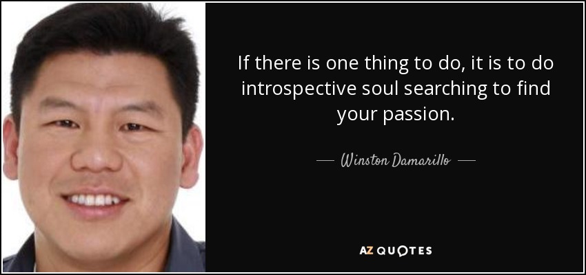 If there is one thing to do, it is to do introspective soul searching to find your passion. - Winston Damarillo