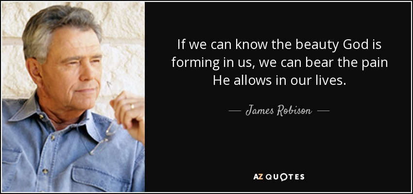 If we can know the beauty God is forming in us, we can bear the pain He allows in our lives. - James Robison