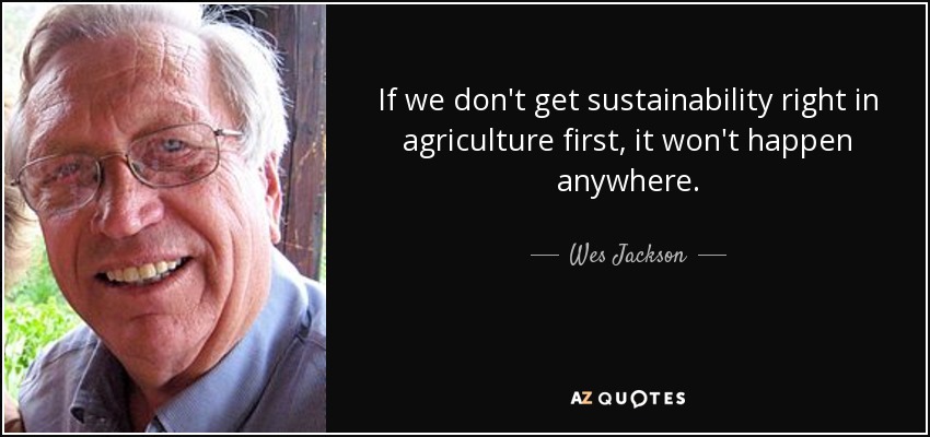 If we don't get sustainability right in agriculture first, it won't happen anywhere. - Wes Jackson