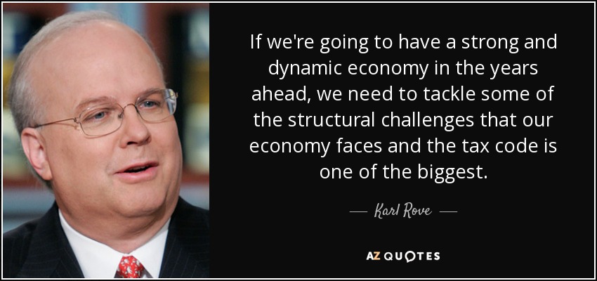 If we're going to have a strong and dynamic economy in the years ahead, we need to tackle some of the structural challenges that our economy faces and the tax code is one of the biggest. - Karl Rove